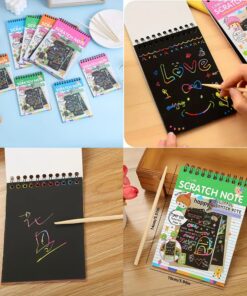 Children'S Scratch Paper Set, Scratch Notebook, Black Scratch Art Tool, Suitable for Kids, Birthday Gift