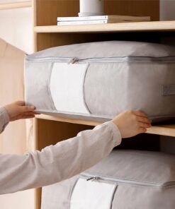 Heavy- duty Comforter Storage Bags with Double Zippers, Oxford Cloth Extra Large Water Resistant Pillow Bedding Blanket Clothes Coat Organizer Storage Containers