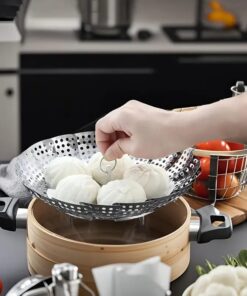 Stainless Steel Folding Steamer Basket - Multifunctional Oven, Air Fryer & Steamer Rack for Vegetables, Meat, Fruit