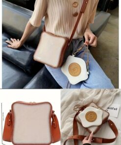 1pc Fried Egg Toast Cross-Border Bag, Creative Design Novel, Fashionable, Egg Bread Shoulder Bag