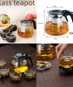 Heat resistant glass tea pot 900ml tea pot high temperature kettle stainless steel filter liner 4cup and kettle set glass meterail