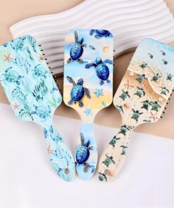 Stylish Hair Brush with Sea Turtle Print, Anti-Static Detangling Comb for All Hair Types