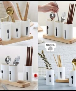 Cutlery holder wooden stand