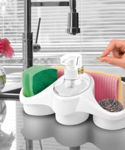 Plastic Sponge Holder and Soap Dispenser Sink Organizer
