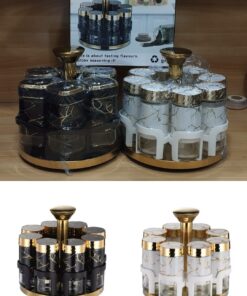 Rotating spice jar glass material 8pcs jar set