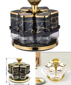 Rotating spice jar glass material 6pcs jar