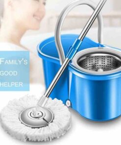 Steel baucket Spin Mop 360° Degree Rotation Push/Pull Micro Fiber Mop head with Long Handle