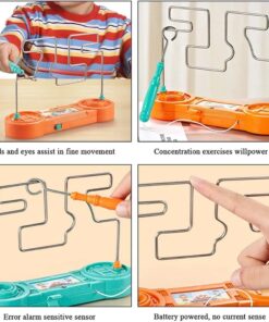 Collison Electric Shock Toy, Education Electric Touch Maze Game Party, Funny Game Science Experiment Toys for Children Gift,Orange