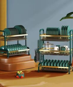 2 layer Dish Drainer Stainless Kitchen Dish Rack Storage Shelf Plate Knife Sink Drying Organizer and Storage Kitchen Accessories