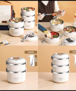 Stainless steel heavy duty   2layer lunch box with thermal beg