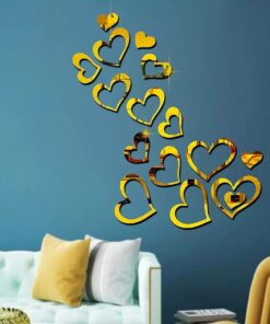 Love Heart Mirror Stickers for Wall, Acrylic Mirror Decor Sticker, Acrylic, Wall Stickers