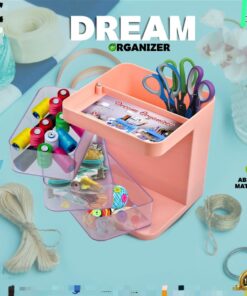 Makeup Organizer for Vanity, Rotating Makeup Organizer, Layered Cosmetics Storage Box Makeup Stationary Organizer