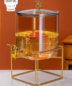Water dispenser glass merterial iron stand 3.5litre