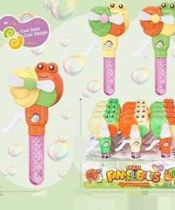 Bubble Blower 2 in 1 Hand-Held Cartoon Mini Leak-proof Entertainment Vivid Color Pull Line Fan Bubble Stick