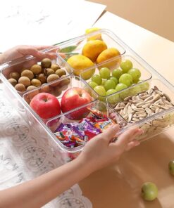 Storage Container Snack Tray Organizer Fridge Storage Box with Transparent Lid Detachable for Snacks    (6 in 1 Set )