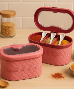 New Cloth Shape 3 Portion Spice Jar with Spoons