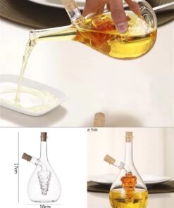 2 in 1 double layer glass olive oil bottle