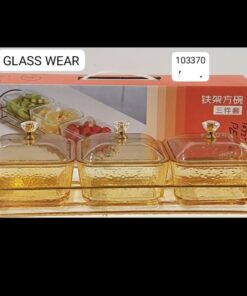 Serving glass bowl with golden stand