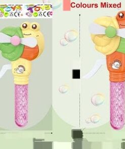 Bubble Blower 2 in 1 Hand-Held Cartoon Mini Leak-proof Entertainment Vivid Color Pull Line Fan Bubble Stick