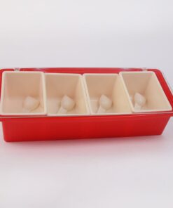 4 Spice Partition Masala Box Spices Storage Container with Spoons