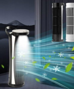 USB Desk Standing Cooling Fan, Electric Fan With LED Lights, Rechargeable Mini Tower Cooling Fan
