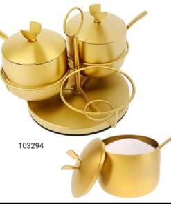 Stainless steel golden 3pcs container with stand