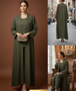Luxury Olive Green Abaya