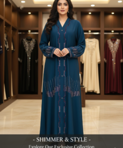 Emerald Glow – Luxury Olive Abaya