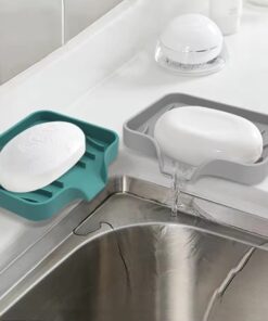 Self Draining Soap Bar Holder Silicone Kitchen Sink Soap Dish Sponge Tray