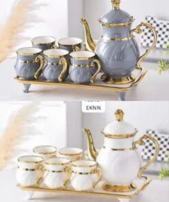 Ceramic tea set with tray