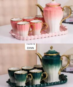 Ceramic tea set with tray