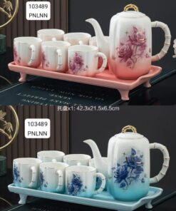 Ceramic tea set with tray