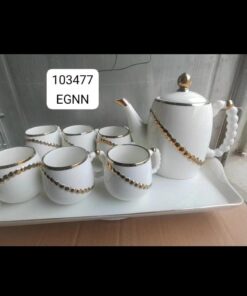 Ceramic tea set with tray