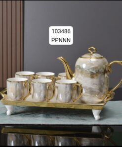 Ceramic tea set with tray