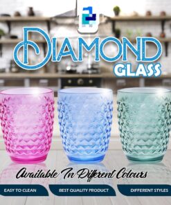 Diamond Plastic Glass , Stylish and Durable Plastic Glass Set ( Pack Of 2 )