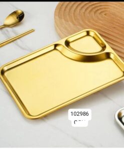 Stainless steel golden serving plate