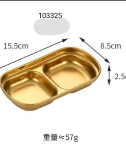 Stainless steel golden 2 potion serving plate