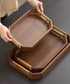 Dark Brown 3 Pcs Wooden Tray