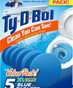 Ty-D-Bol Blue Tablets Value 5 Pack, Cleans and Deodorizer Toilets for a Fresh Smelling Bathroom