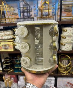 Steel Marble Design Reloving Spice Jar  16 Jar Round / Sqaure