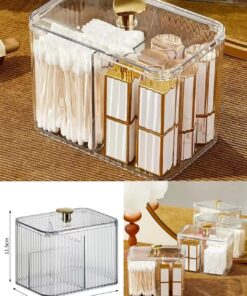 Cotton Swab Holder Cotton Pad Holder with 3 Compartments