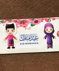 Sliding Cartoon Character Eidi Envelopes Movable Eidi Tuck Card Eidi Envelopes for Kids – Pack of 5