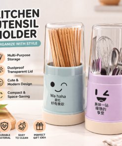 Plastic Cutlery Holder with Lid Large Capacity Upright Spoon Chopsticks Storage Rack  221