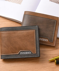 Leather short wallet AQ