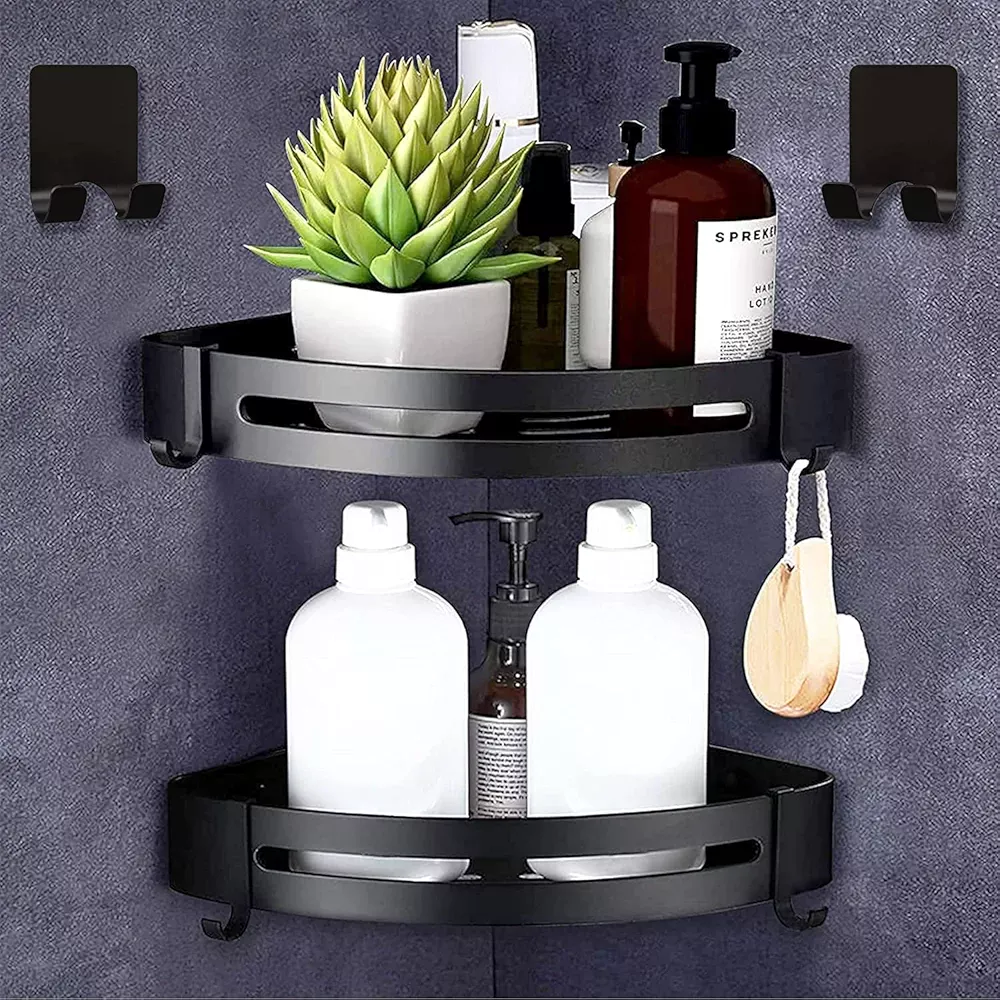 Pack Of 2 Aluminum Bathroom Corner Shelf - Image 6
