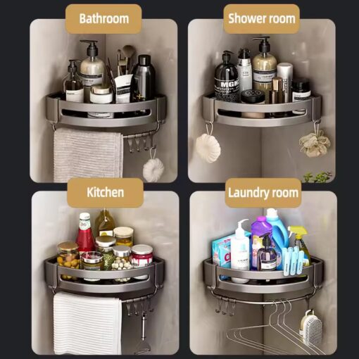 Pack Of 2 Aluminum Bathroom Corner Shelf - Image 2