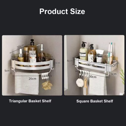 Pack Of 2 Aluminum Bathroom Corner Shelf - Image 4