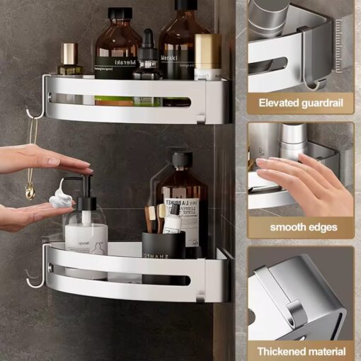 Pack Of 2 Aluminum Bathroom Corner Shelf - Image 3