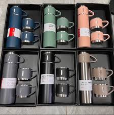 3 cup double layer stainless steel vacuum flask set SK