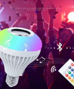 Smart E27 LED RGB White 12W Wireless Bluetooth Speaker Bulb Lamp Colorful Changing Bulb Remote App Control Decor Home